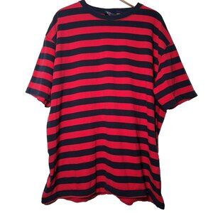 Vintage 1990s Ivy Crew T Shirt Men XXL Red Blue Retro Stripes Striped Cotton